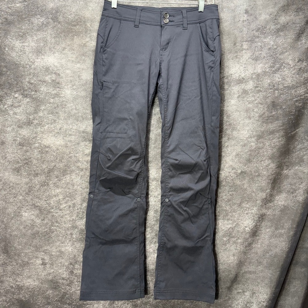 prAna Halle Hiking Pants Womens 2 Short Charcoal Gray Nylon Stretch Straight Leg